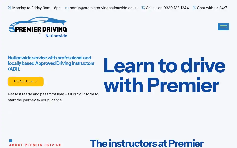 Screenshot of premierdrivingnationwide.co.uk