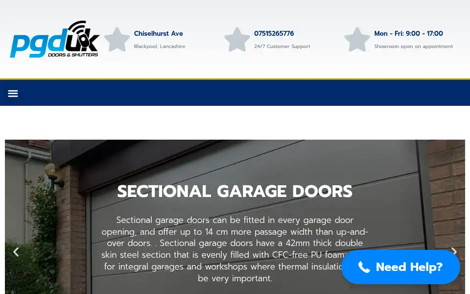 Screenshot of premiergaragedoorsuk.co.uk
