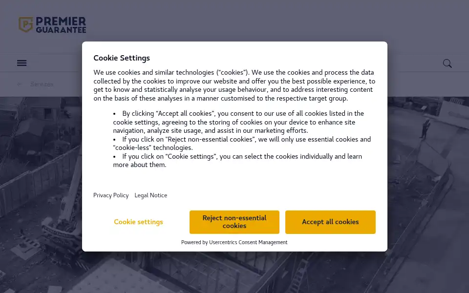 Screenshot of premierguarantee.co.uk