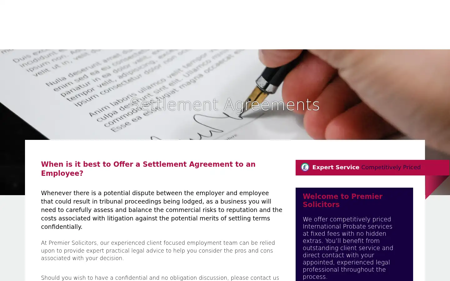 Screenshot of premiersolicitors.co.uk