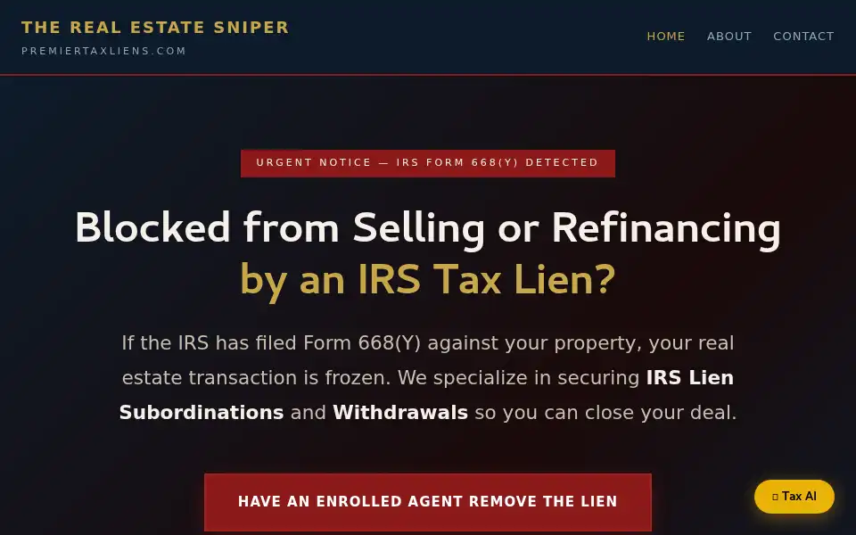 Screenshot of premiertaxliens.com