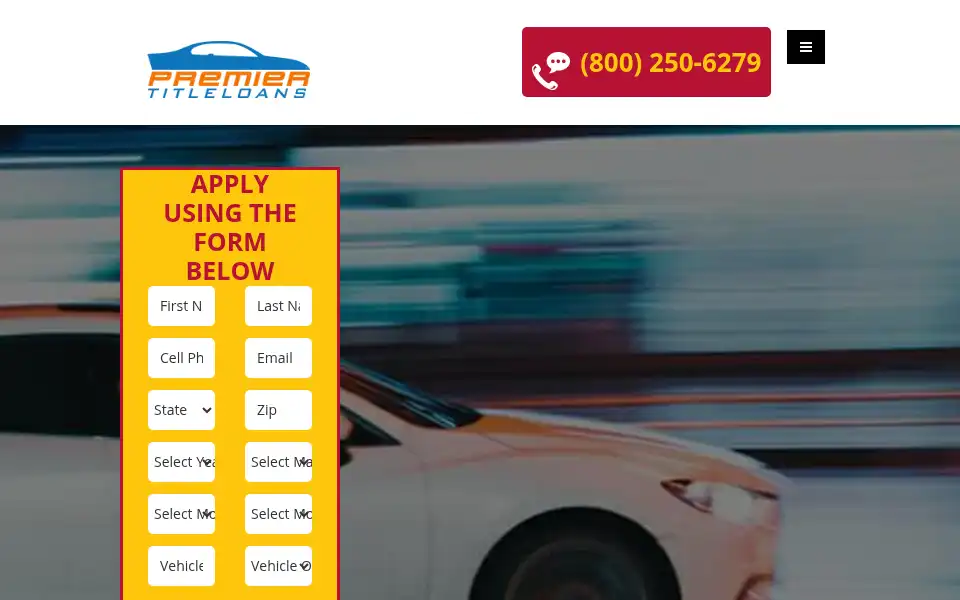 Screenshot of premiertitleloans.com