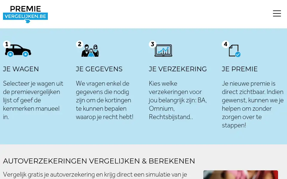 Screenshot of premievergelijken.be