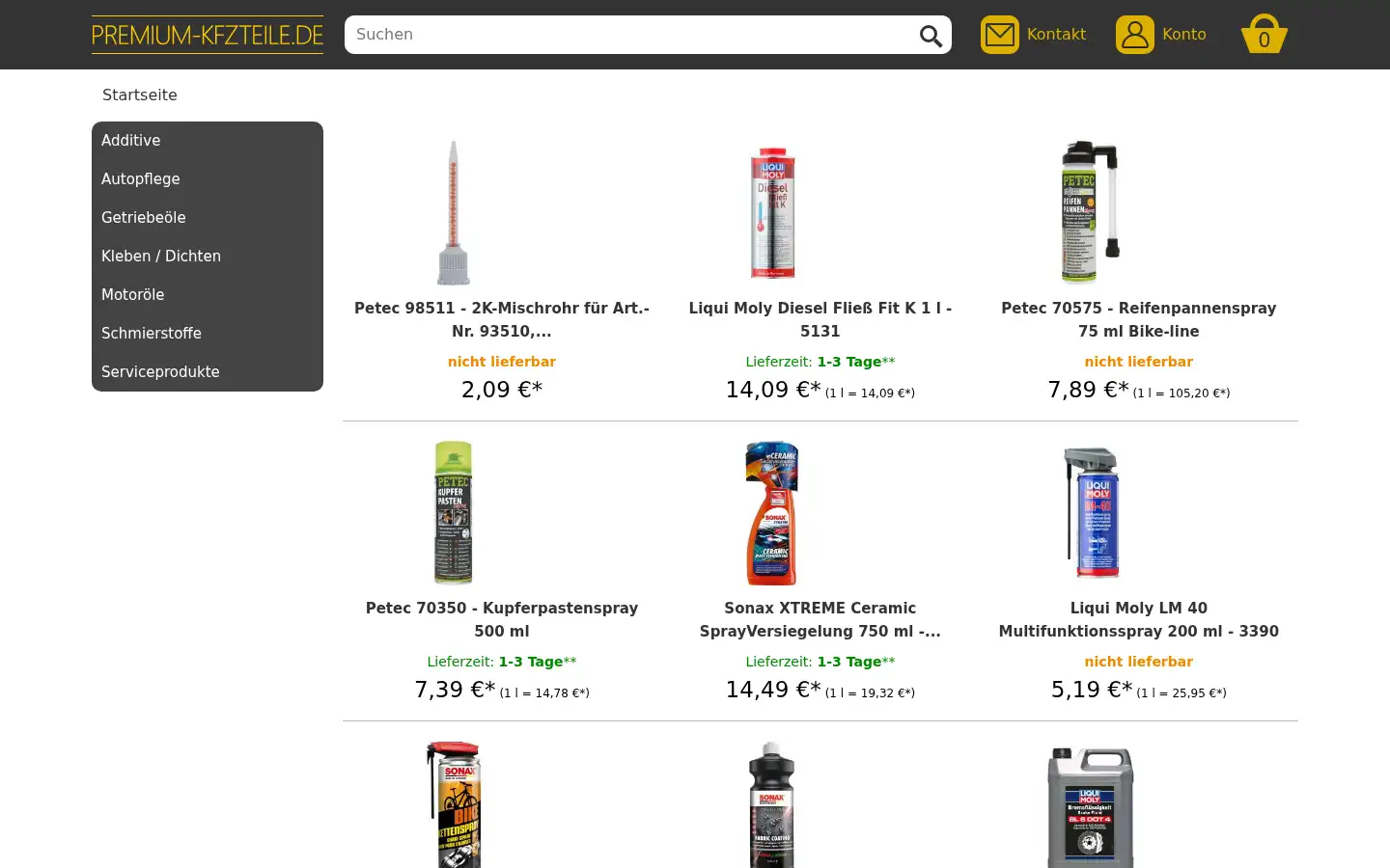 Screenshot of premium-kfzteile.de