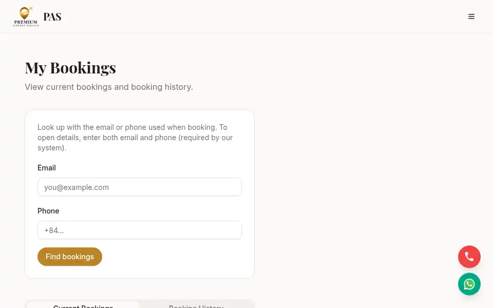 Screenshot of premiumairportservice.vn