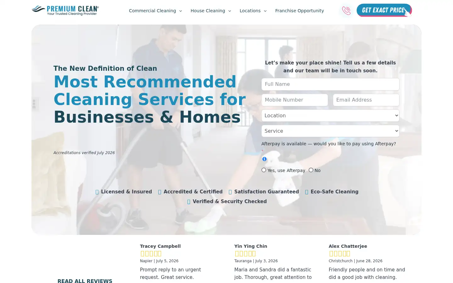 Screenshot of premiumclean.co.nz