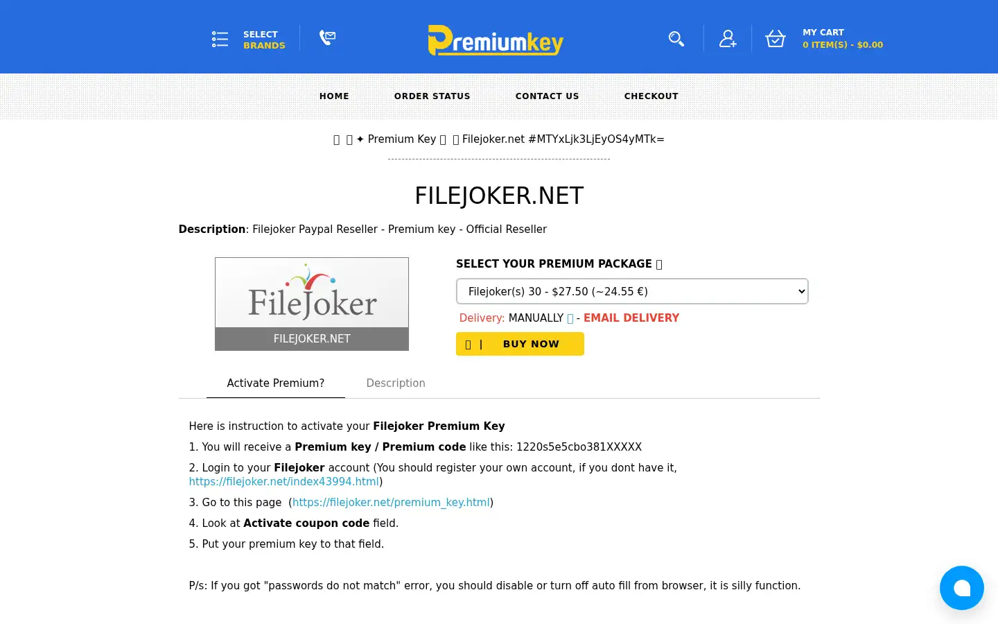 Screenshot of premiumkey.co