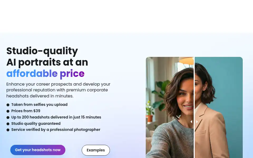 Screenshot of premiumportraits.ai