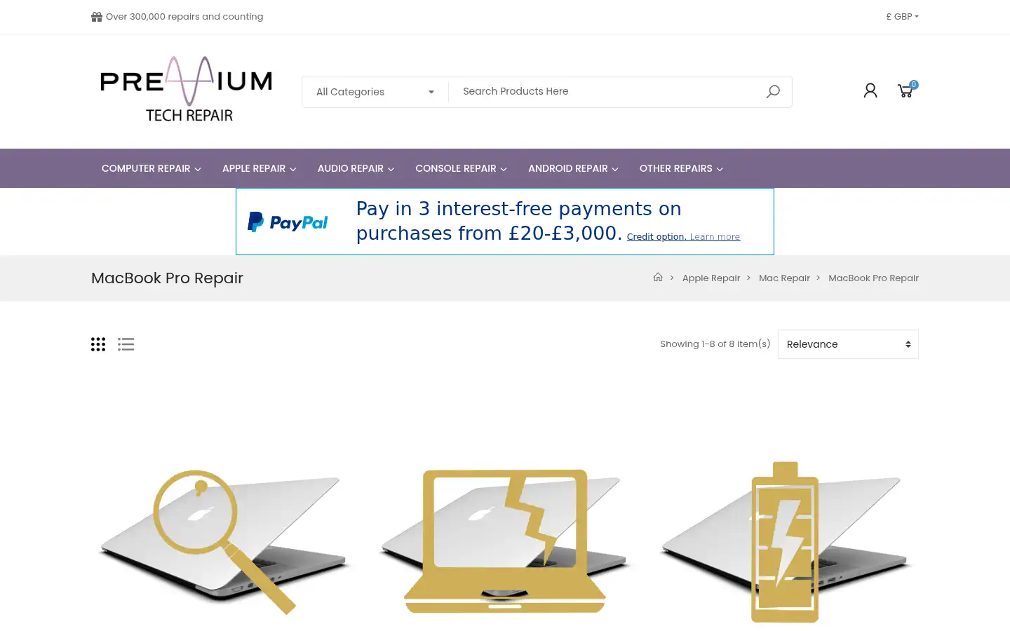 Screenshot of premiumtechrepair.co.uk