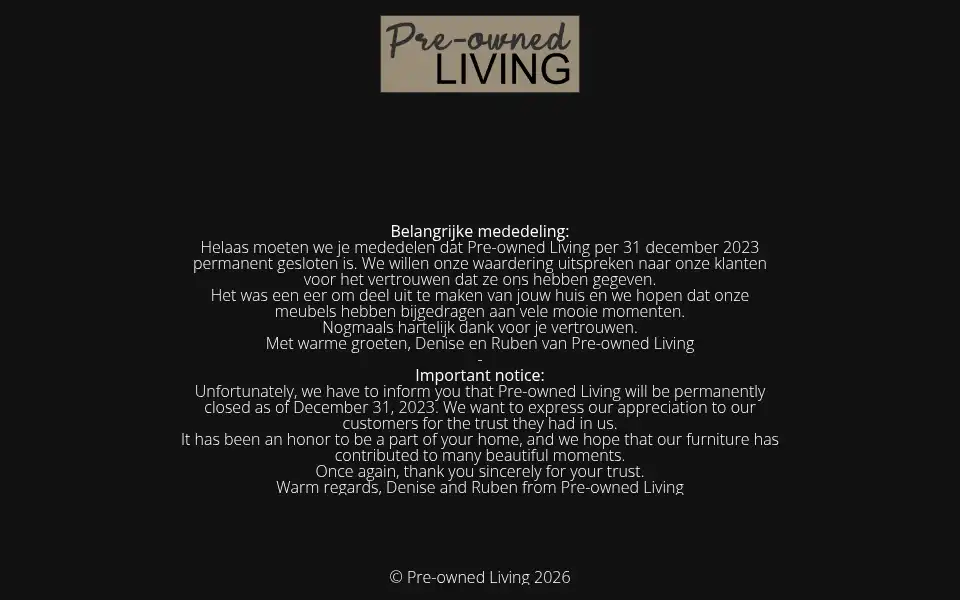 Screenshot of preownedliving.nl