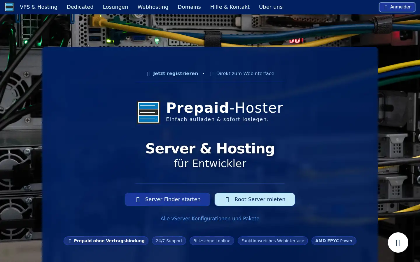 Screenshot of prepaid-hoster.de