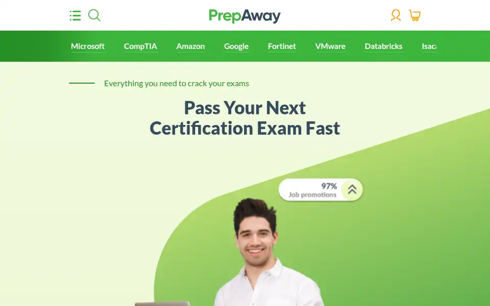 Screenshot of prepaway.com