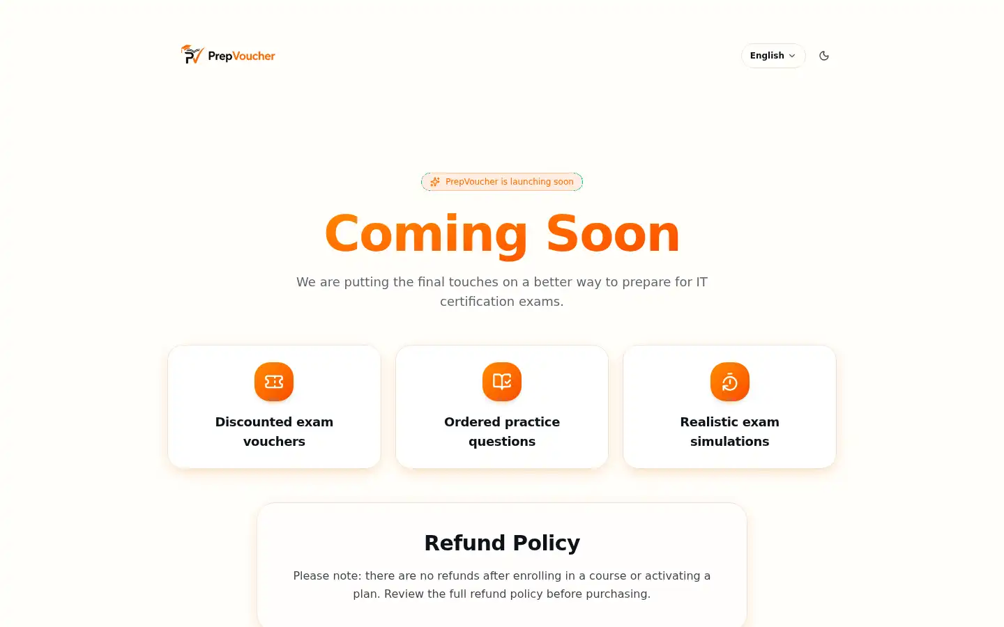 Screenshot of prepvoucher.com