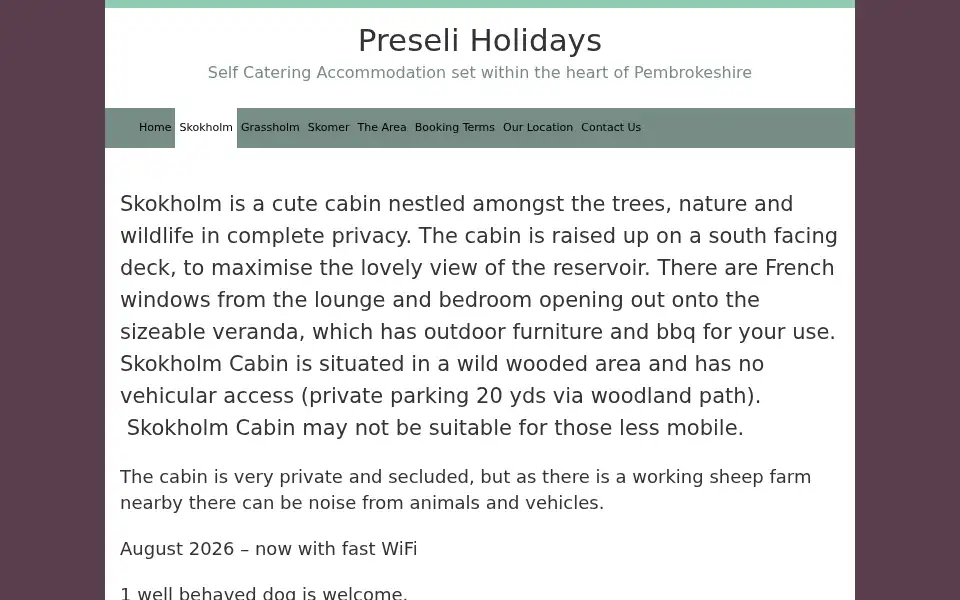 Screenshot of preseliholidays.co.uk