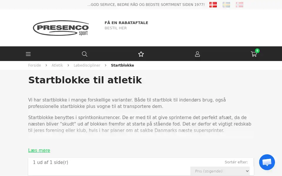 Screenshot of presencosport.dk