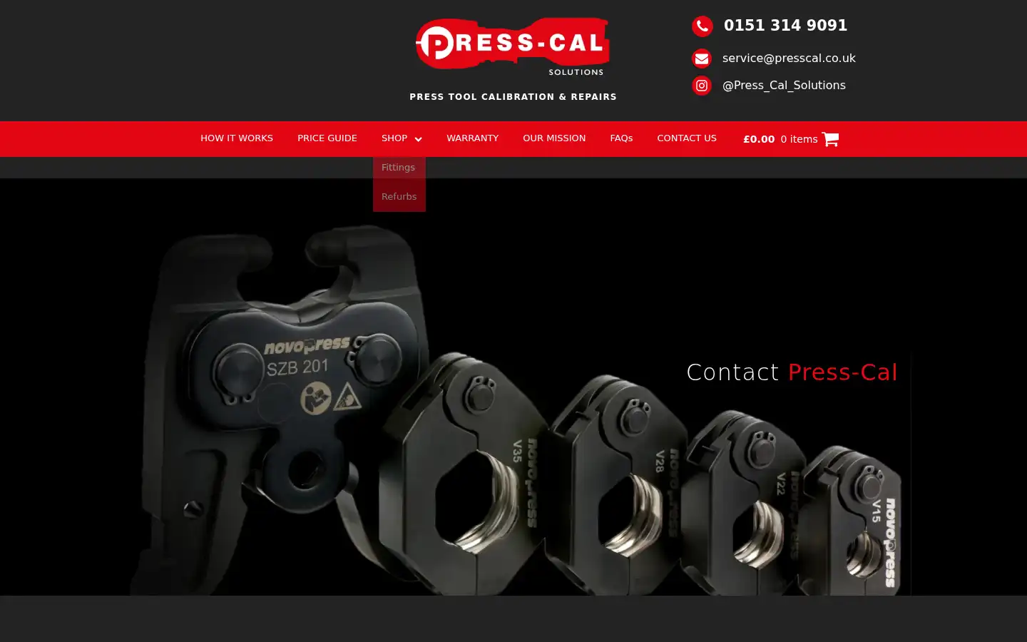 Screenshot of presscal.co.uk