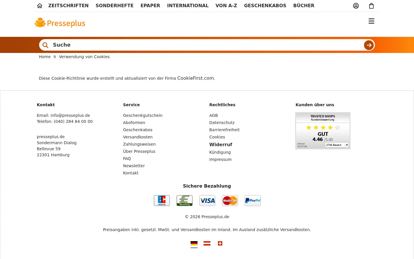 Screenshot of presseplus.de