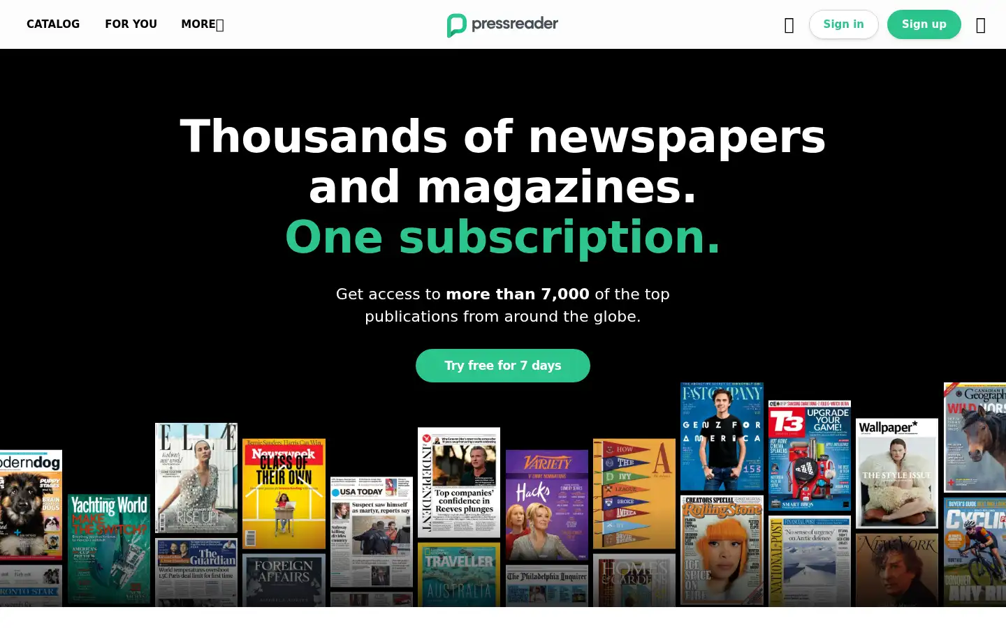 Screenshot of pressreader.com