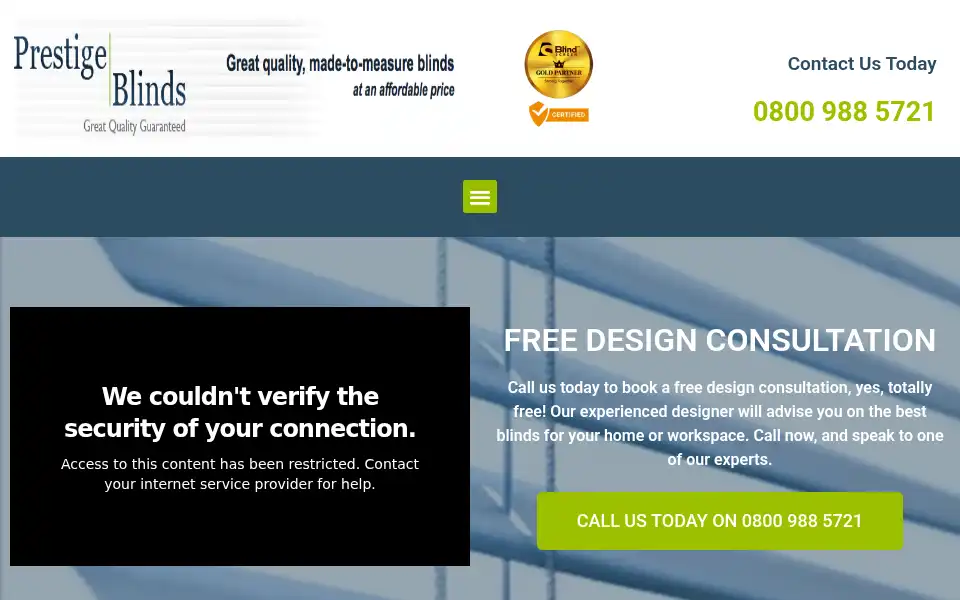 Screenshot of prestige-blinds.com