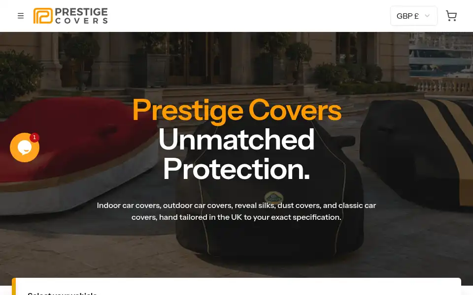 Screenshot of prestige-covers.co.uk