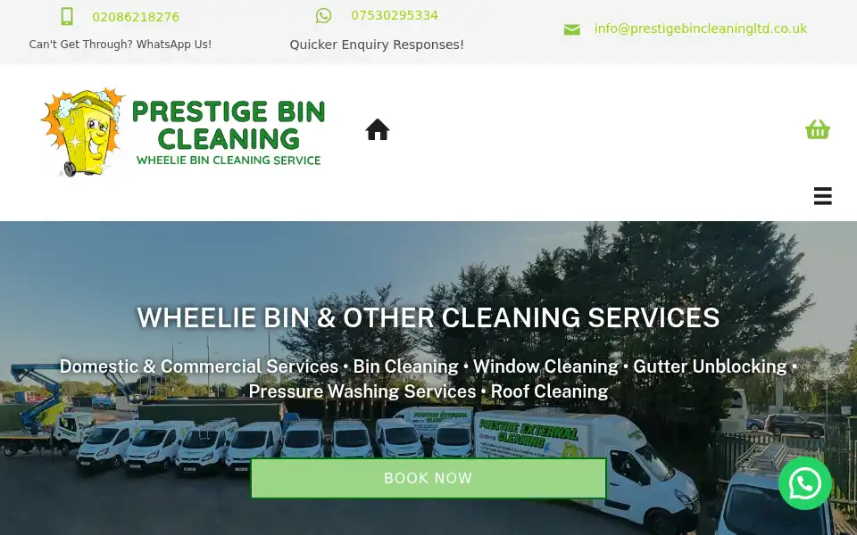 Screenshot of prestigebincleaningltd.co.uk