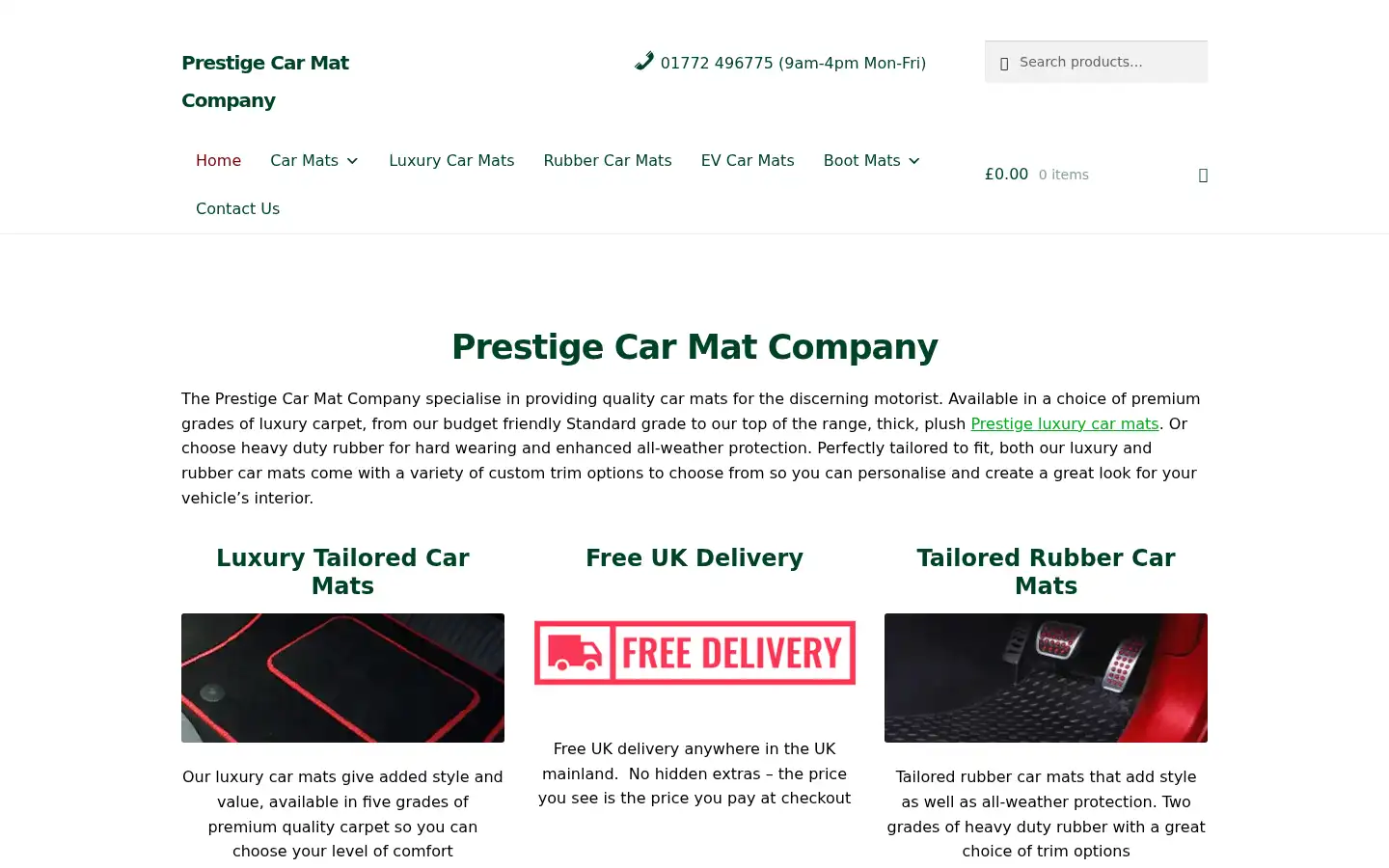 Screenshot of prestigecarmatcompany.co.uk