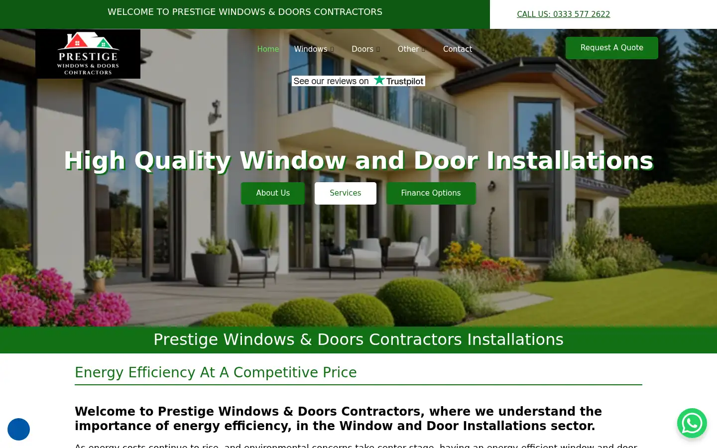 Screenshot of prestigecontractorsltd.co.uk
