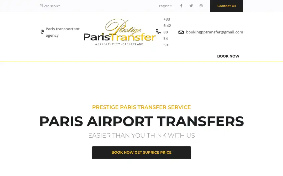 Screenshot of prestigeparistransfer.com
