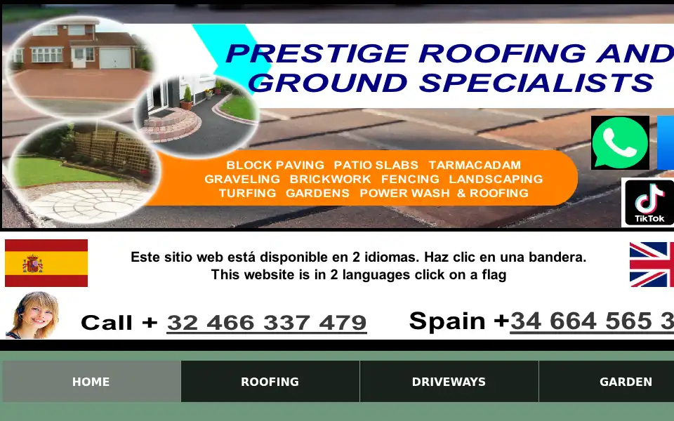 Screenshot of prestigeroofingandgroundspecialists.com