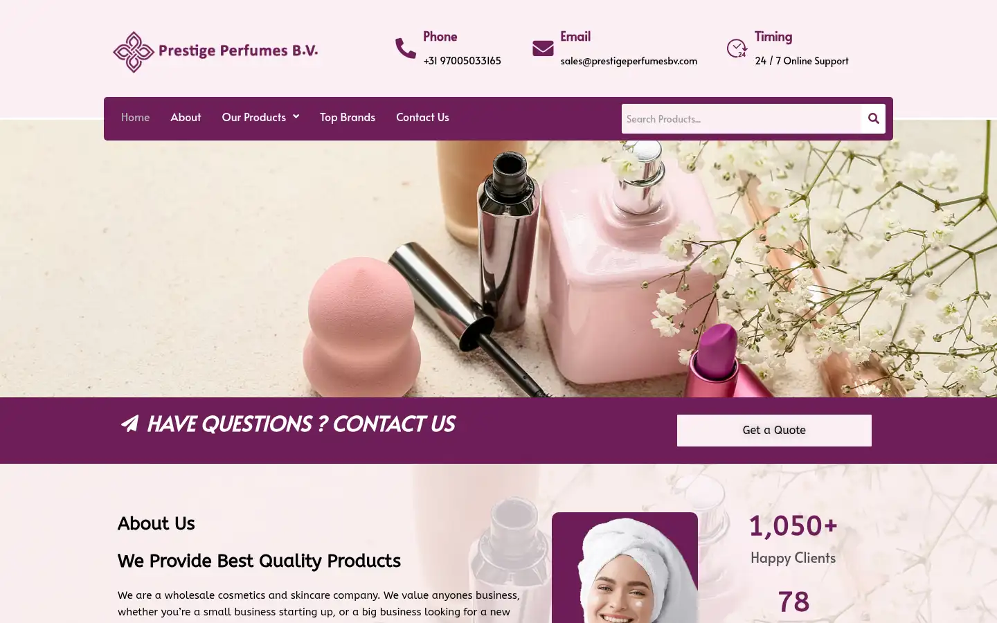 Screenshot of prestigesperfumesbv.com