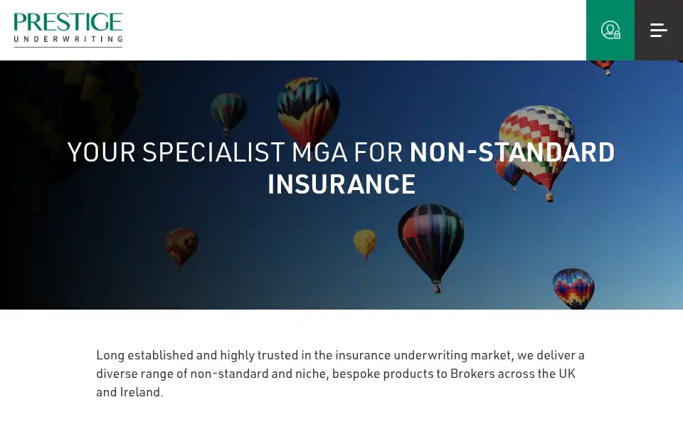 Screenshot of prestigeunderwriting.co.uk