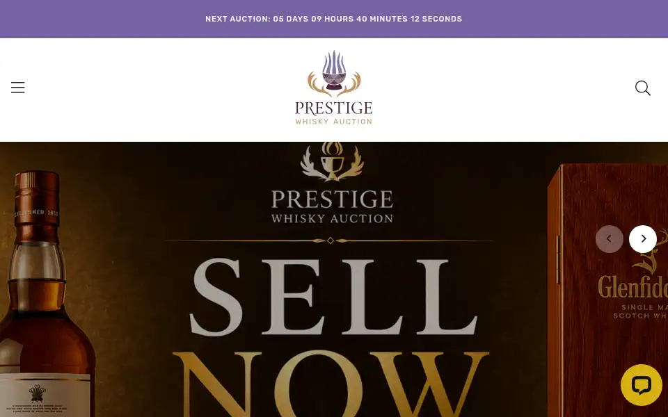 Screenshot of prestigewhiskyauction.com