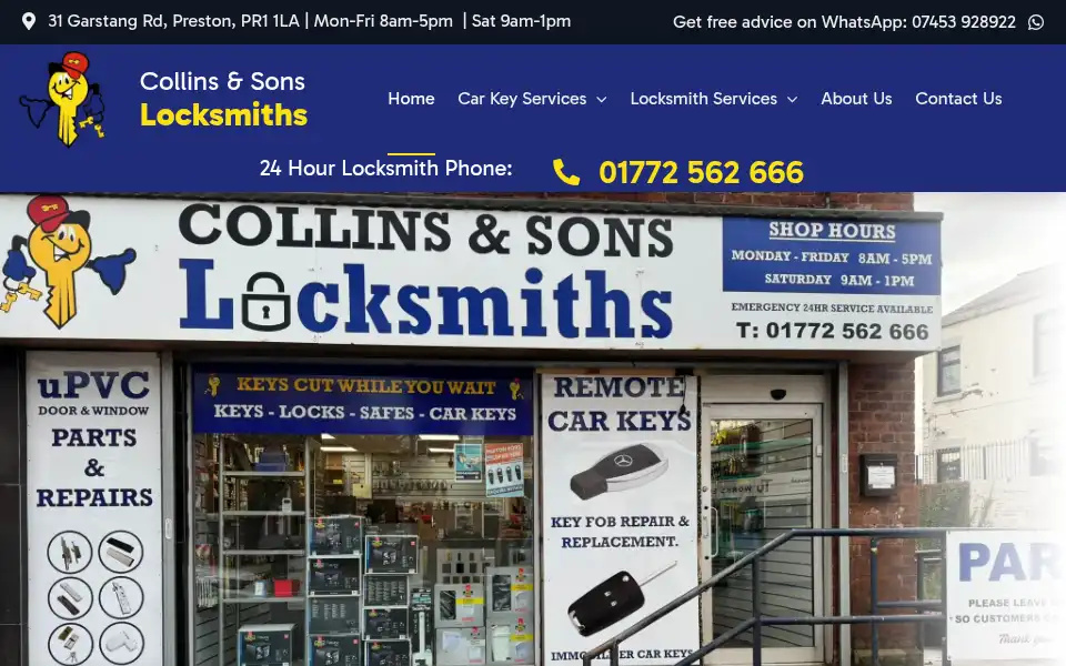 Screenshot of prestonlocksmiths.com
