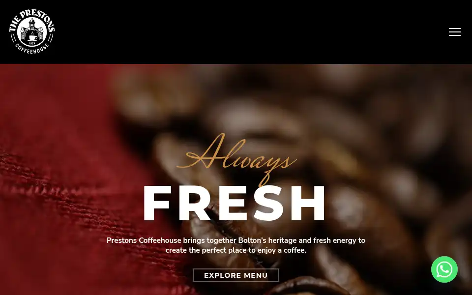 Screenshot of prestonscoffee.com