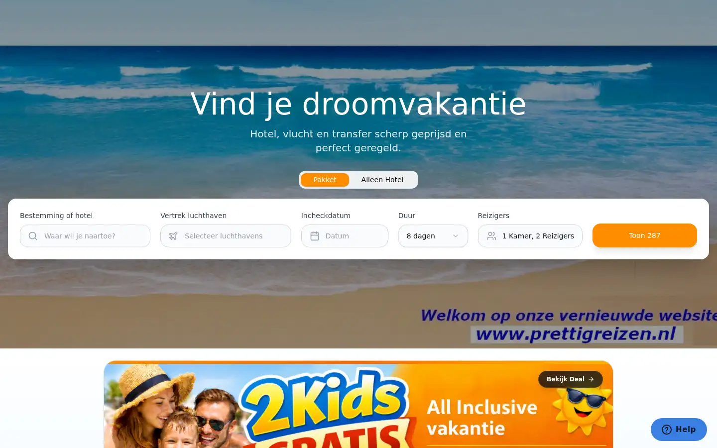 Screenshot of prettigreizen.nl