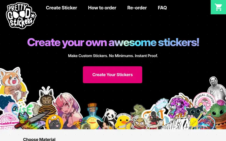 Screenshot of prettygoodstickers.com
