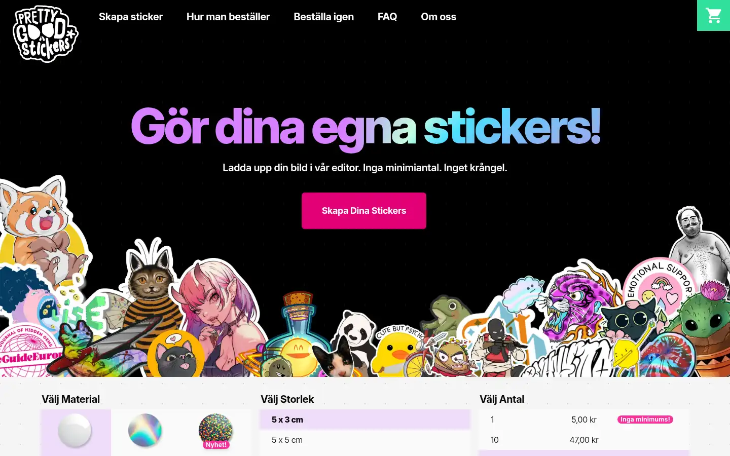 Screenshot of prettygoodstickers.se