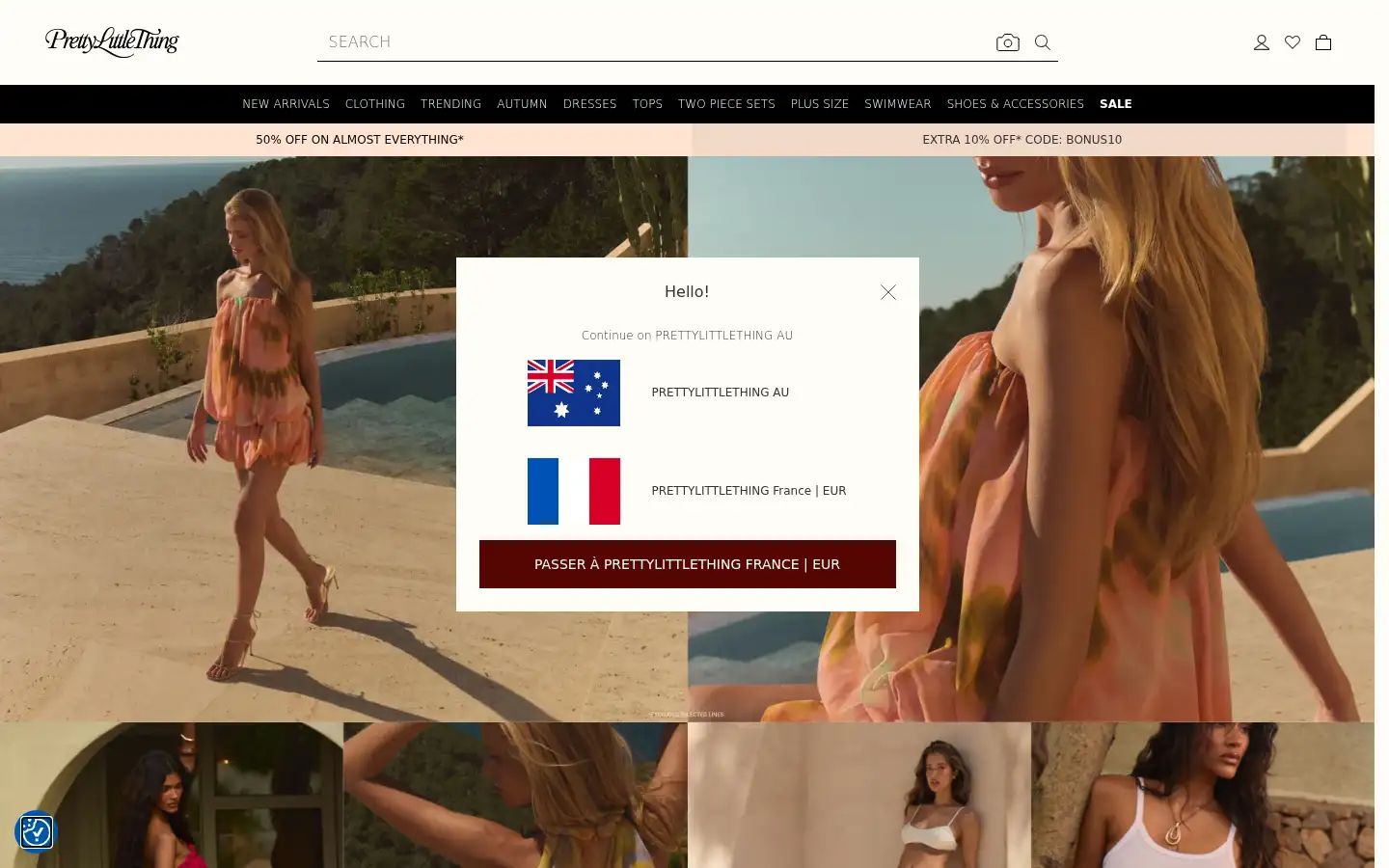 Screenshot of prettylittlething.com.au