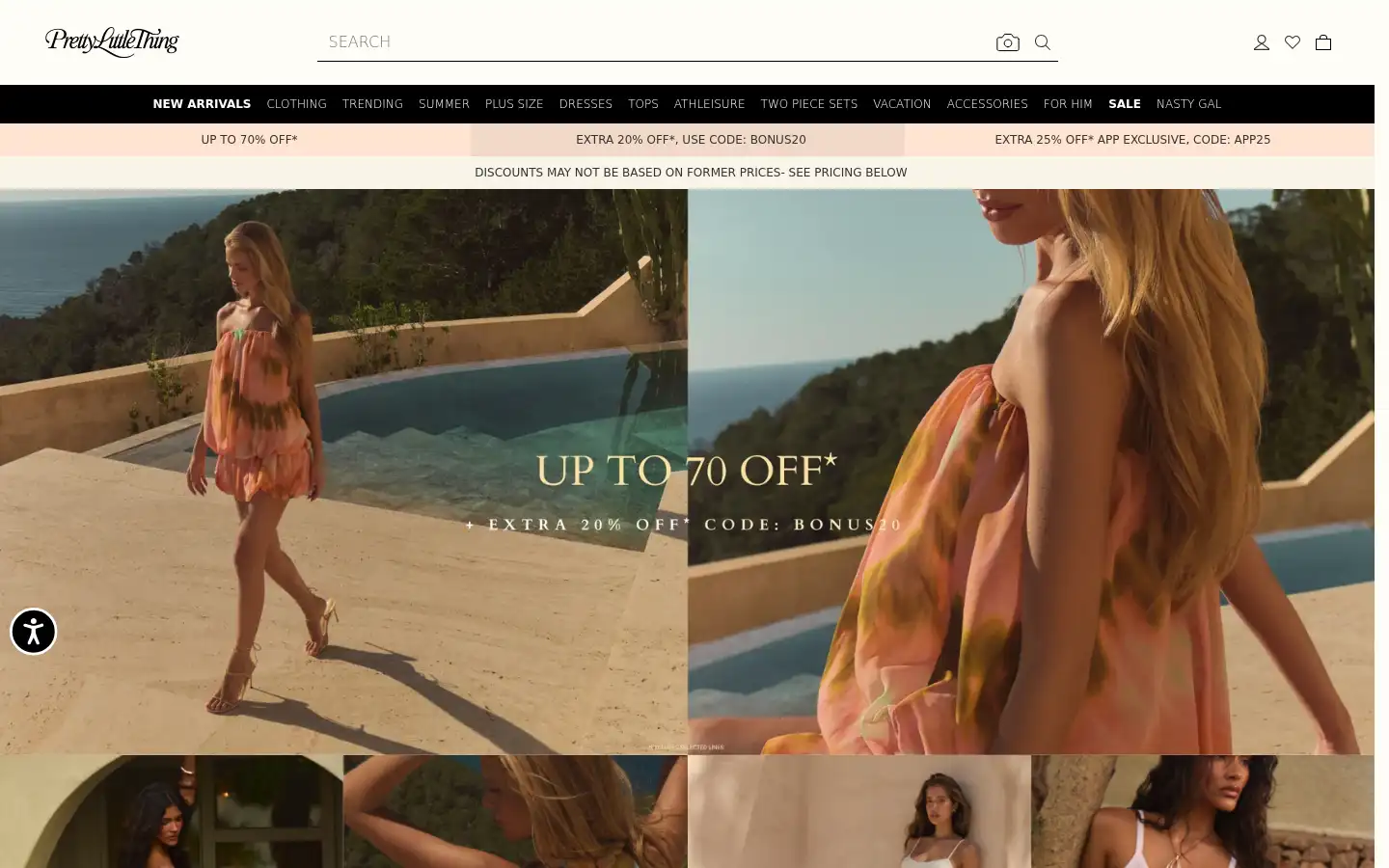 Screenshot of prettylittlething.us