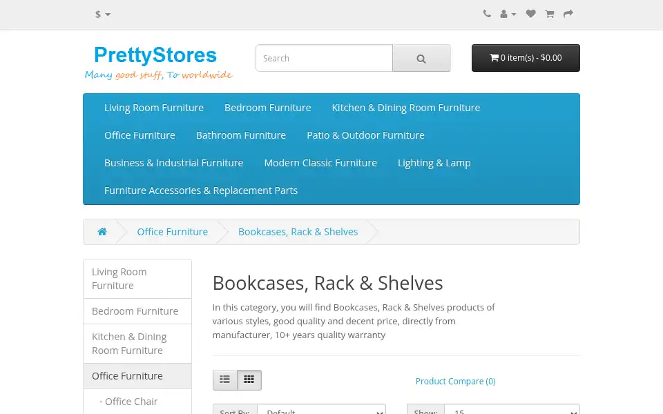 Screenshot of prettystores.com