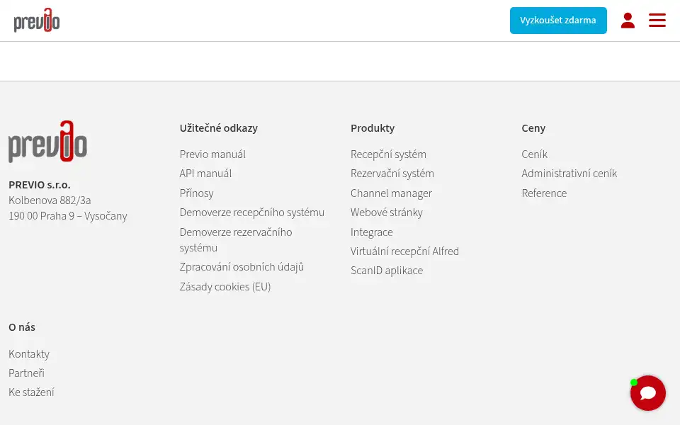 Screenshot of previo.cz