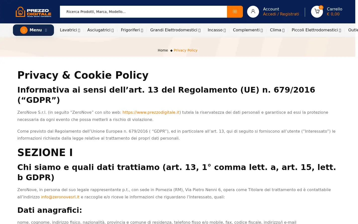 Screenshot of prezzodigitale.it