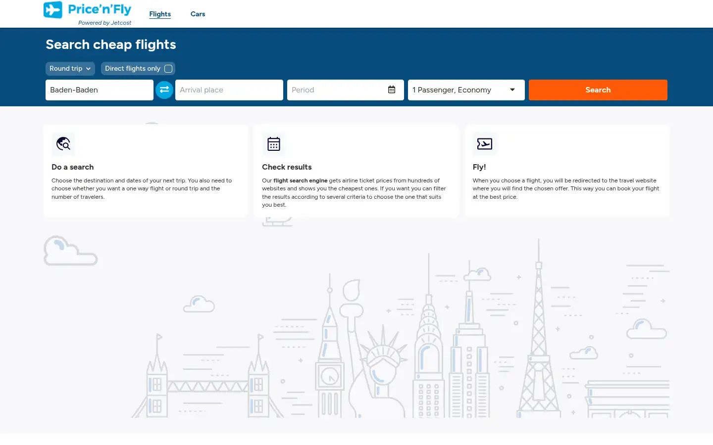 Screenshot of pricenfly.com