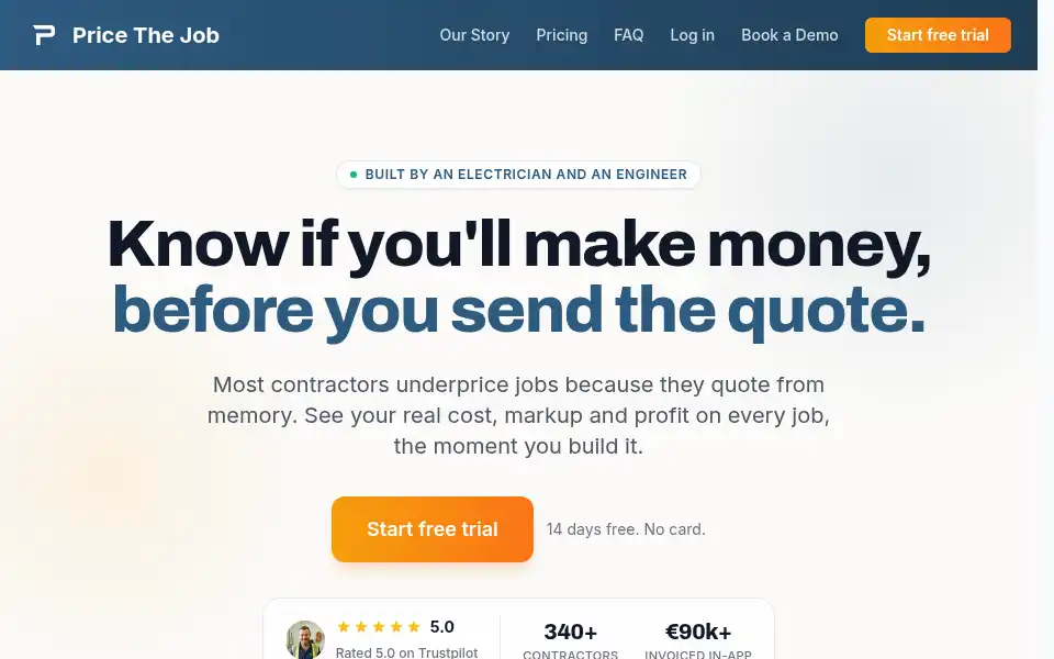 Screenshot of pricethejob.com