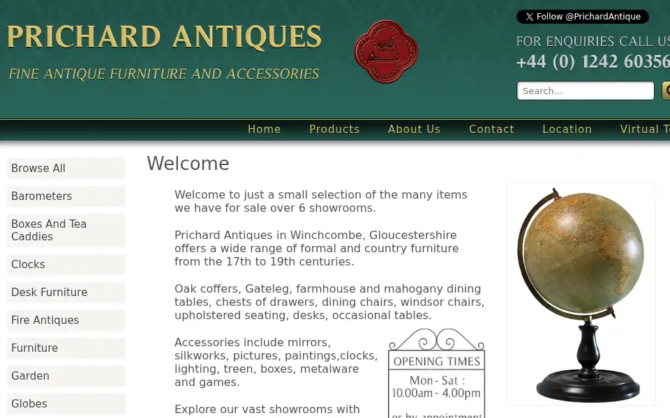 Screenshot of prichardantiques.co.uk