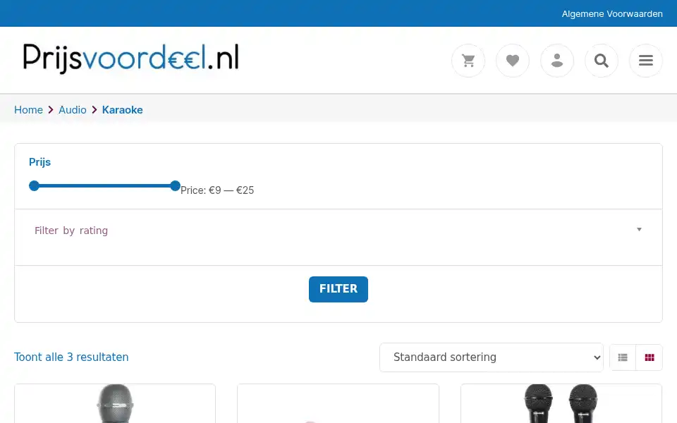 Screenshot of prijsvoordeel.nl