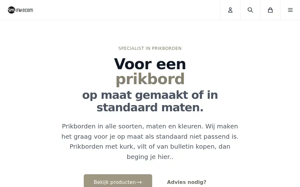 Screenshot of prikbordshop.nl