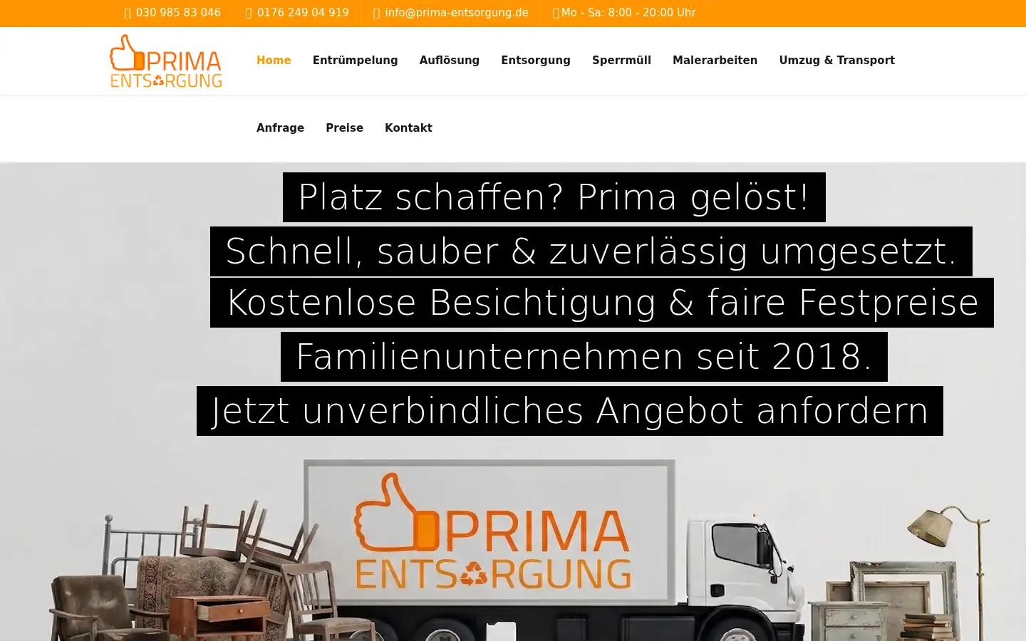 Screenshot of prima-entsorgung.de