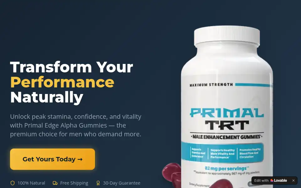 Screenshot of primal-edge-alpha-gummies-for-men.lovable.app
