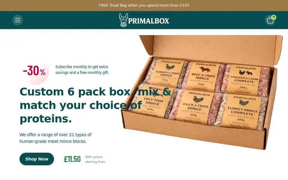 Screenshot of primalbox.co.uk